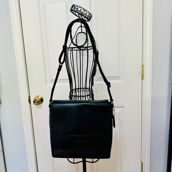 COACH HOUSTON MAP BAG IN SIGNATURE CANVAS CROSSBODY MESSENGER BAG UNISEX - Picture 10 of 11